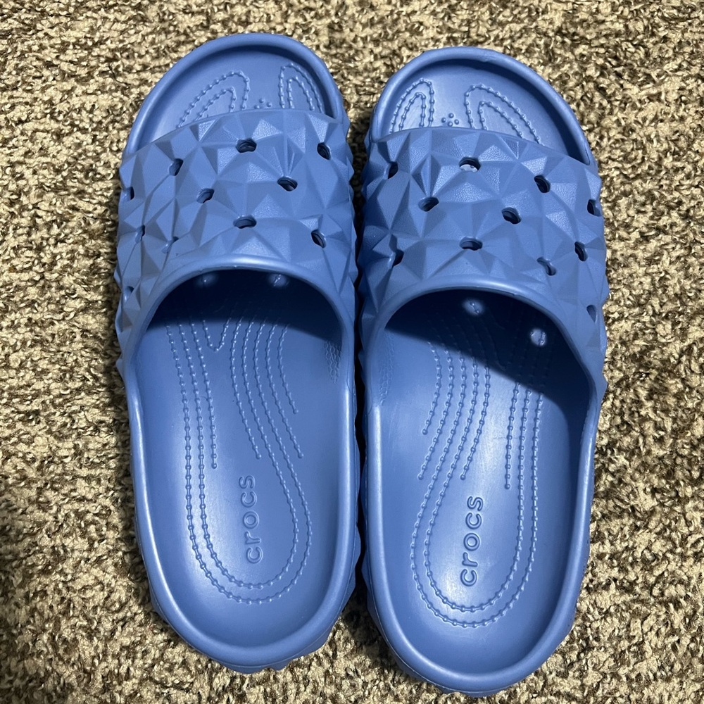 Crocs Blue Slide Sandals women’s size 8